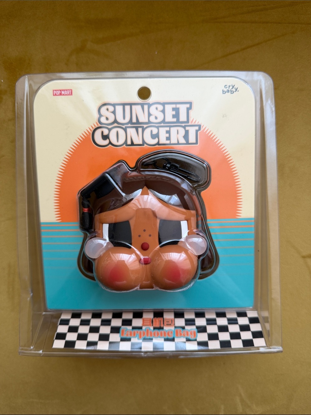 POP MART Sunset Concert Cry Baby Earphone Bag - Orange/Brown